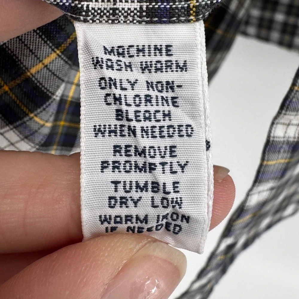 Ralph Lauren Classic Fit Mens XL Plaid Button Down‎ Shirt Navy White Yellow Pony